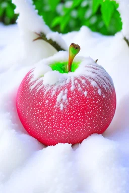 apple with snow