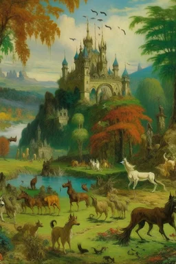 A kingdom with animals painted by Claude Monet