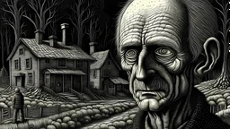 creepy, art by René Auberjonois, stipple, scenes