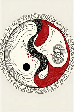 yin and yang symbol but make yang the color red instead of white