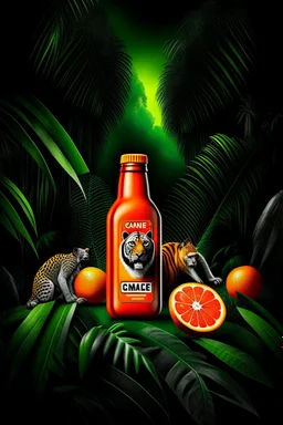 brand campaign for a new drink with orange and chili flavour with a jungle animal