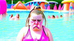 lady pouting at a water park