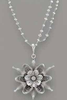 White gold necklace in the shape of a flower Astra Sia white background