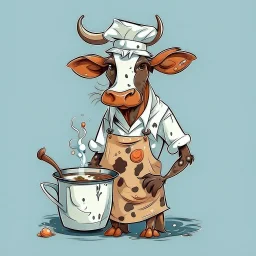 Cow in cooking clothes