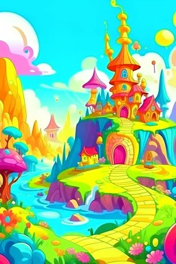 Kartun negeri ajaib yang penuh warna dunia fantasi