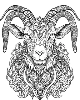 satanist goat tattoo, coloring book page, clean line art, adults drawing book, Black and white only, crisp black lines, sharp lines, coloring page for adults, black and white picture, lots of details, tattoo style,tattoo ideas, full body, without shadows and colors