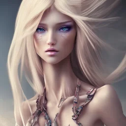 Woman with long blond hair Wearing make up avatar pandora