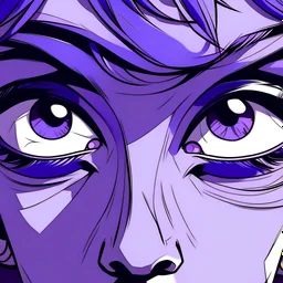 closeup of angry female eyes with purple hues, 80s anime drawing style