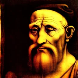 portrait of old merchant by Leonardo da Vinci style