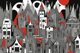 arrow houses in the style of stanley donwood