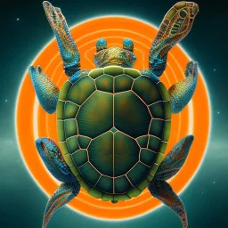 alien turtle in oranje tanktop