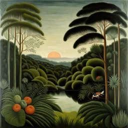 Sublime nature, Henri Rousseau, hyperrealistic, hypnotic, obsessive, real world