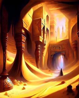 Arabian sand dungeon room dungeon painterly sci fi fantasy art