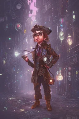 steampunk elf detective in a neon dystopian city