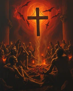 Bosch painting style, nightmare , sinners people suffering in hell crying for mercy , dramatic, great quality picture with cinematic scenes