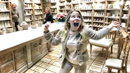 lady freaking out at the pottery barn