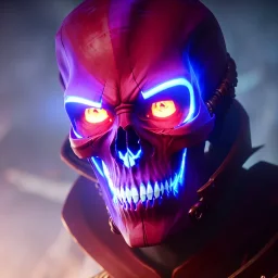 Ultra high definition, skull, skull, red, blue, purple, polished, fractured leaking, bloody, crystal, Viking, horns, ghost rider