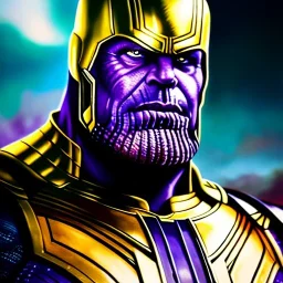 Ultra detailed fullbody Portrait+zoomout in oil on canvas of thanos wearing the infinity gauntlet villain with Armor and helmet ,extremely detailed digital painting, extremely detailed face,crystal clear Big Glowing eyes, mystical colors ,perfectly centered image, perfect composition, rim light, beautiful lighting, 8k, stunning scene, raytracing, anatomically correct, in the style of robert e howard and Ken Kelley and Ohrai Noriyoshi and Simon Bisley and tomzj1