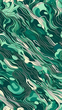 Abstract water pattern, pastel colors and deep green