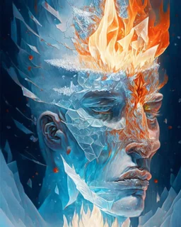 the anatomy of a human head made of snow, crystal ice and fire , an ultrafine detailed painting by whadatobexy, octopath traveler, vanitas, angular, altermodern, surreal