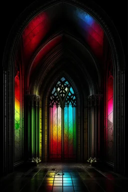 magic lancet window to the portal, gothic, An Illusion -- mystical haze masterpiece hyperrealism,ultradetalization, panarama, perspective,illustration, clear outline,fantasy,dark fantasy,dark full colors,detailed, bright, colorful, volumetric 9d,noir,background-black,professional photo,high detail,high resolution, realistic,ISO/300.8k,beautiful, 40mm lens,f/3.8,deep detail drawing