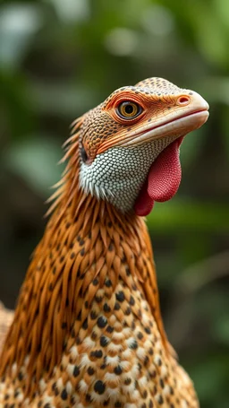 A Lizard head with chicken body