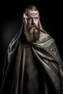 celtic viking warrior with tribal tattoos and cloak