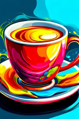 A vibrant and colorful rendering of a cup of tea with milk, showcasing the rich and bold flavors of the beverage.