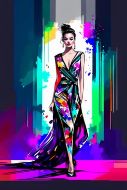 Beautiful Portrait,fullbody,posing in fashion show,Digital Art co-created by TT