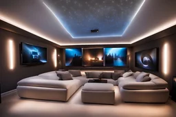 dedicated home cinema room with LED ambient lighting in the walls make sure the room is completely symmetrical