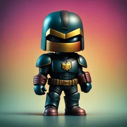 Create Judge Dredd style cute figurine and gradient background