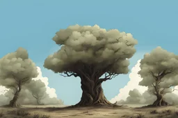 tree , overgrown apocalyptic background, comic book,