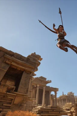 Tomb Raider, parkour action, ancient temple, torches, unreal engine 5