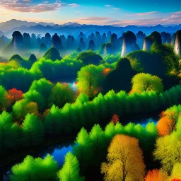 Wulingyuan Scenic Area, China,aerial view,extremely detailed digital painting, high resolution,8k, realistic, beautiful, volumetric lighting, mystical colors ,perfectly centered image, perfect composition, rim light, beautiful lighting,masterpiece, stunning scene, raytracing, anatomically correct, in the style Van Gogh and robert e howard and Ken Kelley and Ohrai Noriyoshi and Simon Bisley and tomzj1.