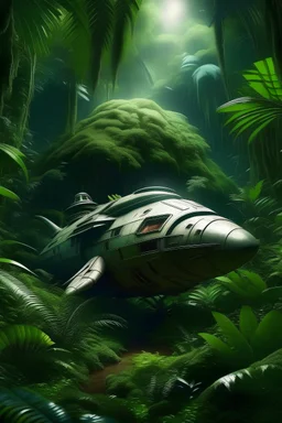 space ship in the jungle