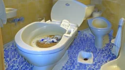 hotel room toilet overflowing because clogged