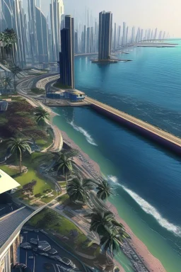 Modern futuristic Mumbai marine drive in 2100