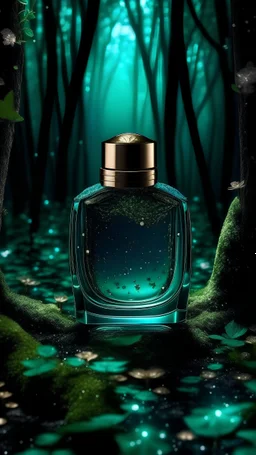 generate me an aesthetic image of perfume for Perfume Bottles in Starlit Forest