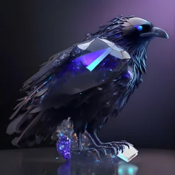 fusion of a raven and gem transparent, realistic photograph , 3d render, octane render, intricately detailed, cinematic,