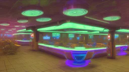 cybercafe with neon lights