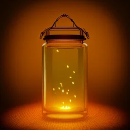 fireflies in a lantern, many ghostly lights inside a belljar, polaroid, luminescent glow, moody, tender, photorealistic, octane render, golden hour