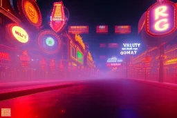 las vegas strip, night time , unity, scriptable render pipeline , lighting , volumetric , global illumination, fog , red emission , red tone.