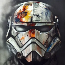 photorealistic luke skywalker helmet with weathered painting , illustration on coarse canvas by <agnes cecile> and <Yoji Shinkawa>, ornate and intricate details , soft smooth lighting, concept art,