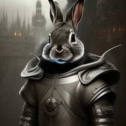 royal rabbit wearing black hooded coat, meets old rabbit friend in the city,royal woods, cgsociety, Mandelbulb, Portrait , character design, cinematic lighting, hyper-detailed, cgsociety, 8k, high resolution, symmetrical, beautiful, elegant, watercolor, cinematic, insanely detailed and intricate, James Gurney, Peter Mohrbacher, Marc Simonetti, Mike Mignola, Bright blue tones, Black paper with detailed blue line work, gothic --ar 3:5