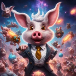 swarm of the swine pigpen pigsty in an epic capitalistic , make them swag angelic poggers bugs bunny photorealisitic borderlands colourful cosmos lil nas x, baksinski, lovercraftian