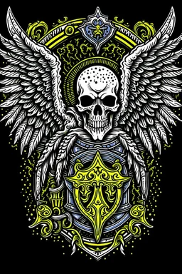 A coat of arms featuring the angel of death, science fiction