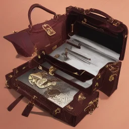 Luxury leather briefcase bag with place for weed bong