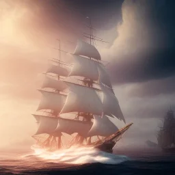 photo of a ultra realistic sailing ship, dramatic light, pale sunrise, cinematic lighting, battered, low angle, trending on artstation, 4k, hyper realistic, focused, extreme details, unreal engine 5, cinematic, masterpiece, art by studio ghibli, intricate artwork by john william turner