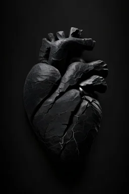 Stone human heart, black background