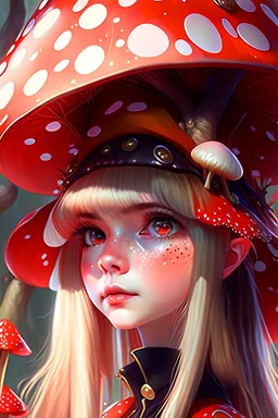 * Mushroom girl, Anime, Highly detailed, Character design, Trending on Artstation, Digital painting, Concept art, Artstation